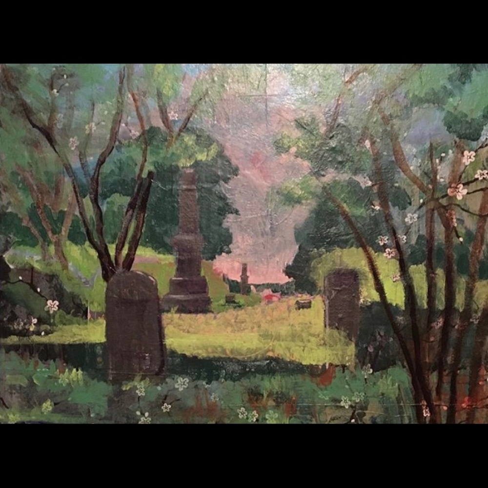 Acrylic and handmade paper painting